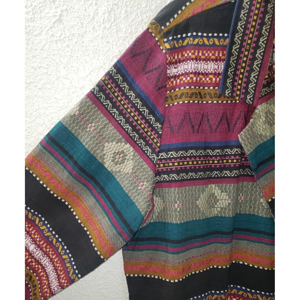 Haband for Her Sz L Colorful Abstract Embroidered Blazer Jacket 3/4 Sleeve Shirt - Picture 3 of 10